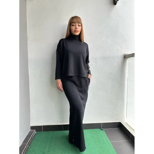 Baju one set skirt Quality Turtle Neck Plain - Image 14