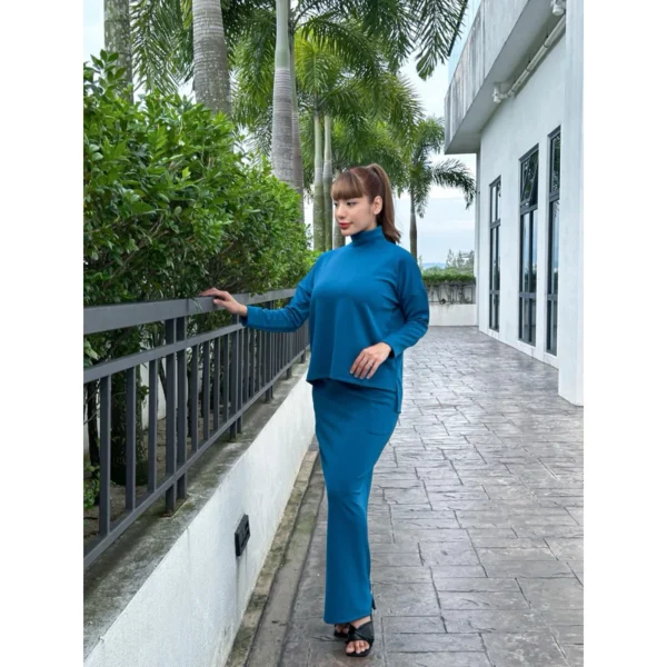 Baju one set skirt Quality Turtle Neck Plain - Image 13