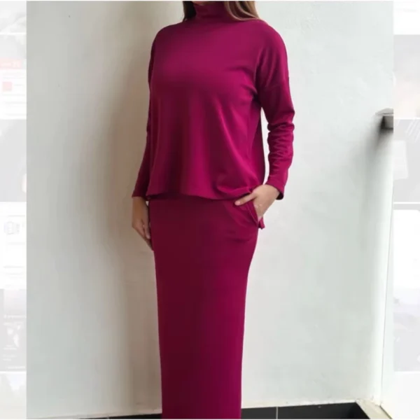 Baju one set skirt Quality Turtle Neck Plain - Image 12