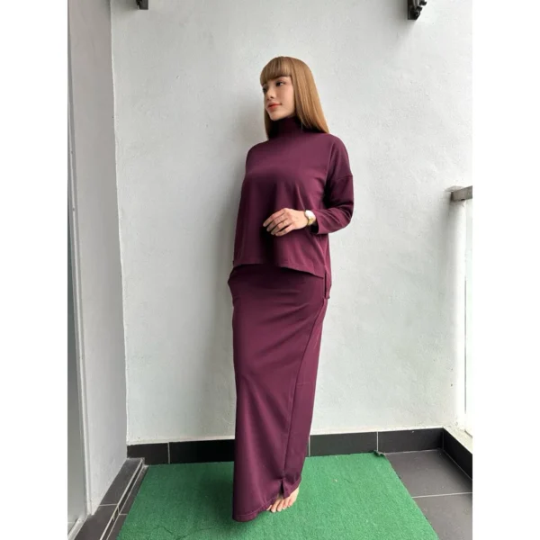 Baju one set skirt Quality Turtle Neck Plain - Image 11