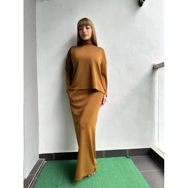 Baju one set skirt Quality Turtle Neck Plain - Image 10