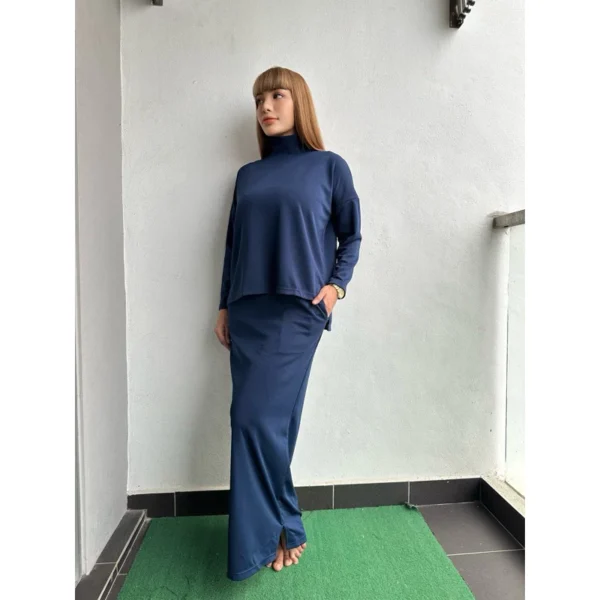 Baju one set skirt Quality Turtle Neck Plain - Image 9