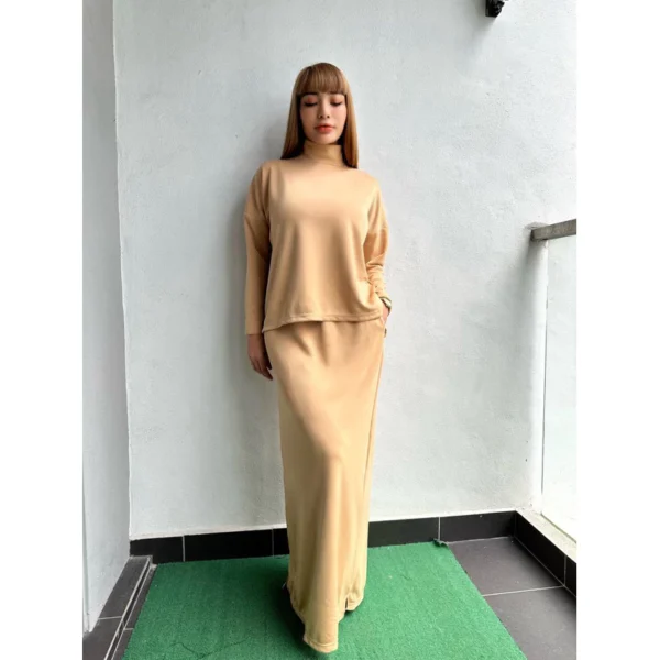 Baju one set skirt Quality Turtle Neck Plain - Image 7