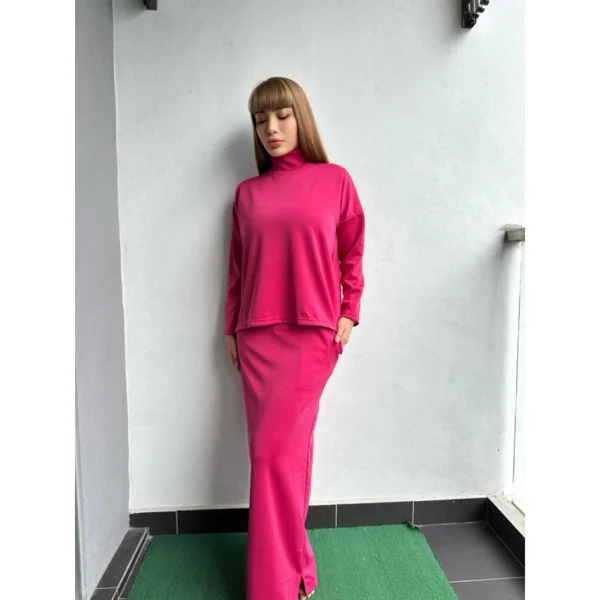 Baju one set skirt Quality Turtle Neck Plain - Image 6