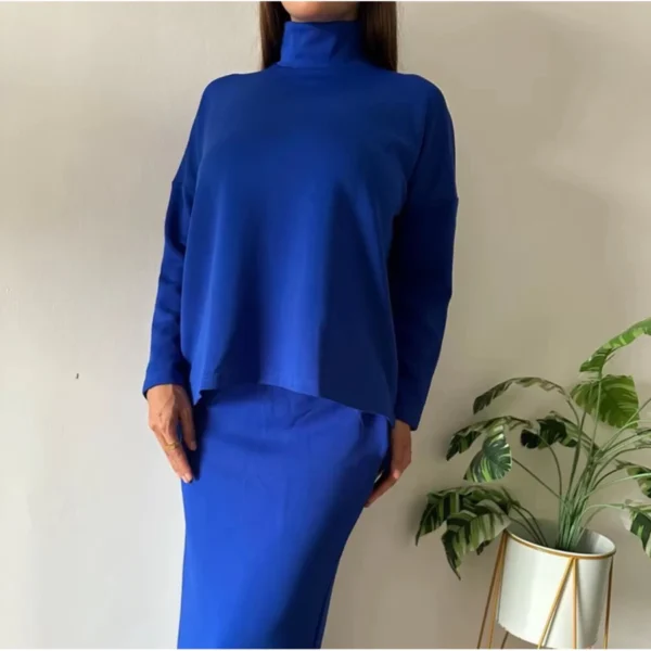 Baju one set skirt Quality Turtle Neck Plain - Image 5