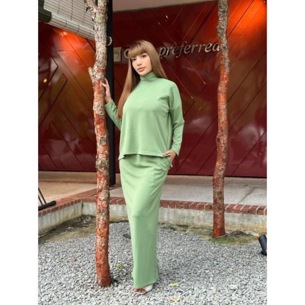 Baju one set skirt Quality Turtle Neck Plain - Image 4