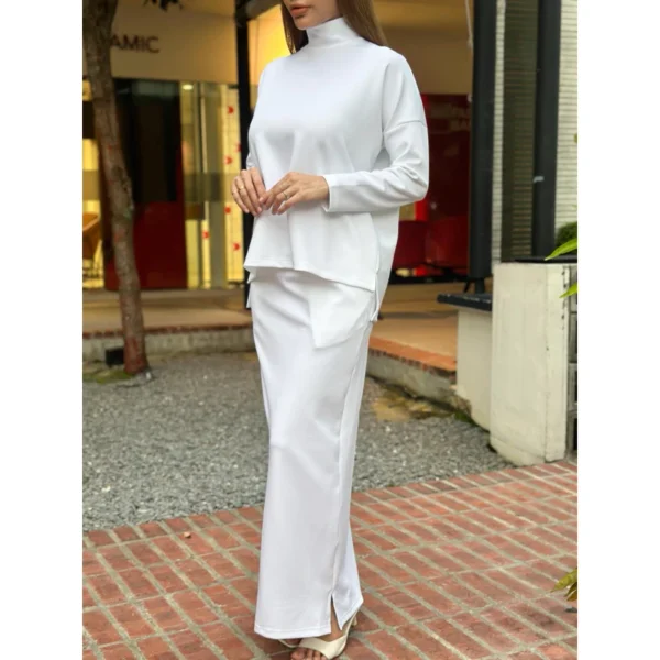 Baju one set skirt Quality Turtle Neck Plain - Image 3